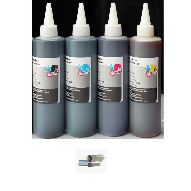 4x250ml Refill Dye ink kit for Epson 126 T126 WorkForce WF-3520 WF-3540