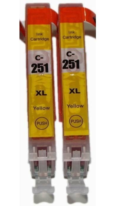 2 CLI-251XL Yellow Ink fit For Canon PIXMA MG5420 MG5422 MG5520 MG336