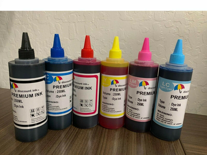 6 Bulk refill ink for HP inkjet printer 6 colors 6x250ml BK/C/M/Y/LC/LM