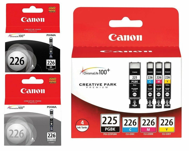 Genuine Canon PGI-225 CLI-226 Ink Cartridges Combo + Canon CLI-226 Gray