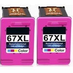 2pk Remanufactured 67XL Color Ink Cartridge for HP 67 XL DeskJet 2732 2755 2752