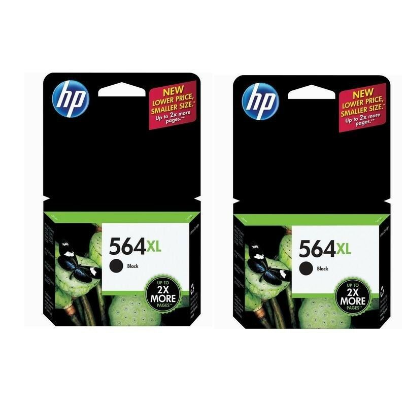 2 HP 564XL CN684WN#140 Ink Cartridge in Black 564 XL