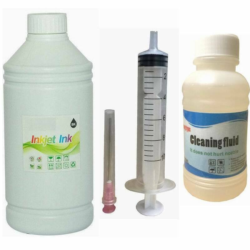 1000ml BK Dye Refill Ink for Epson Refillable Cartridges CISS plus liquid clean