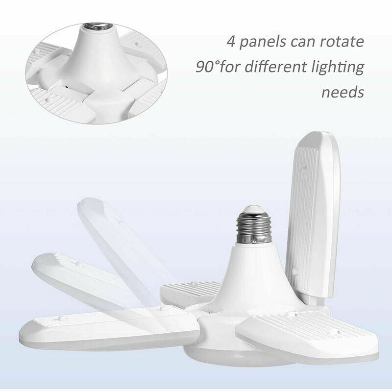 4-Pack Mini White LED Garage Lights 28W Home Ceiling Fixture Deformable Bulb