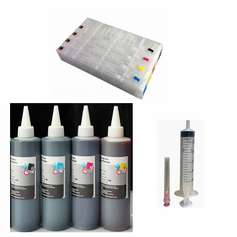 4 pack Refillable Compatible For HP 970 971 X551dw Cartridge Plus 4x250ml ink