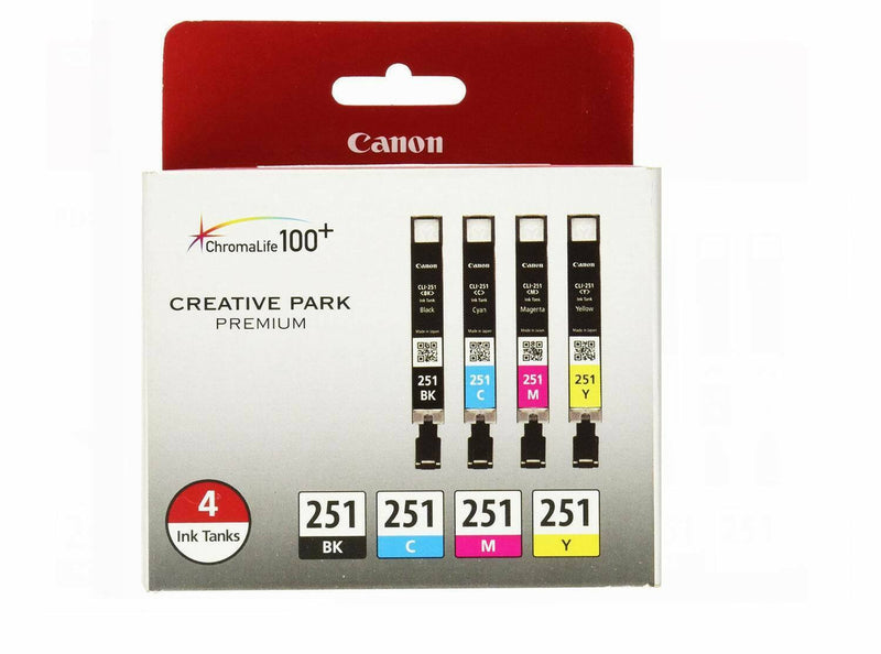 4 GENUINE Canon CLI-251 BCMY Ink Cartridges For MG5422 PIXMA MG5520