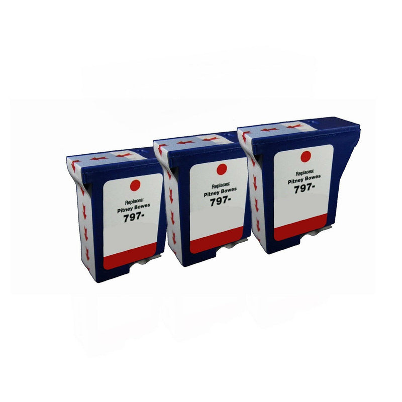 3PK 797-0 797-M 797-Q Red Compatible Ink Cartridge For Pitney Bowes K700 K7M0