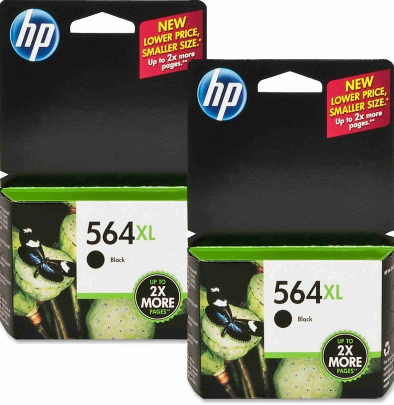 2 HP 564XL BLACK Genuine Ink Cartridge PhotoSmart C6324 C309g C5300 C5324 C5370