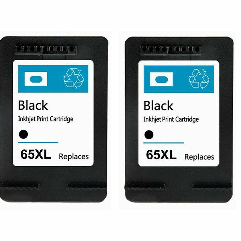 2 Pack for HP 65XL Black Remanufactured Ink Cartridge Show Ink Level