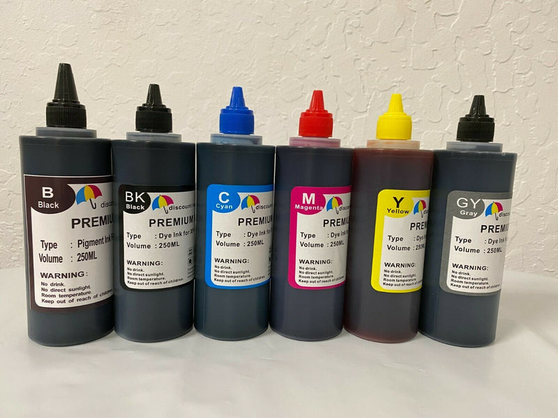 6X250ML Premium dye refill Ink alternative for EcoTank ET-8500 ET-8550 T552
