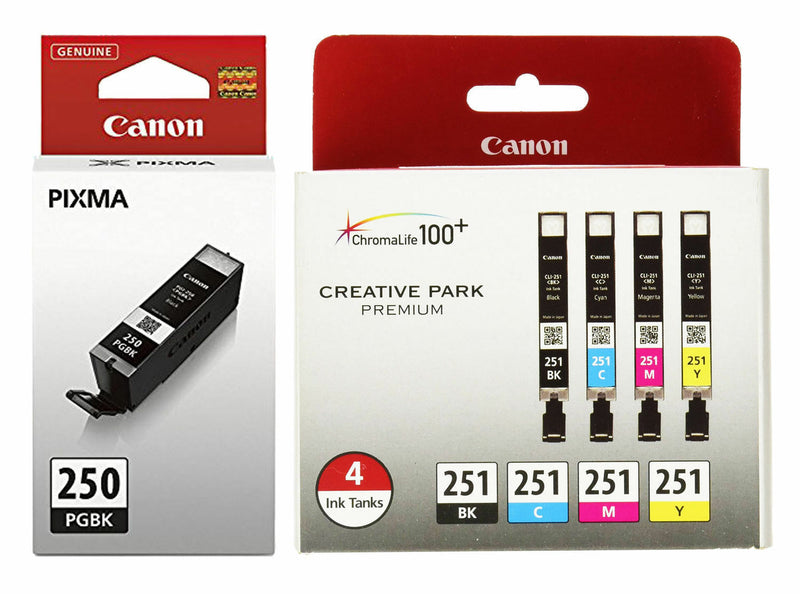 5 Genuine CANON 250/251 Ink cartridges Combo MG5420 MG5520 MG6320 MX722 MX922