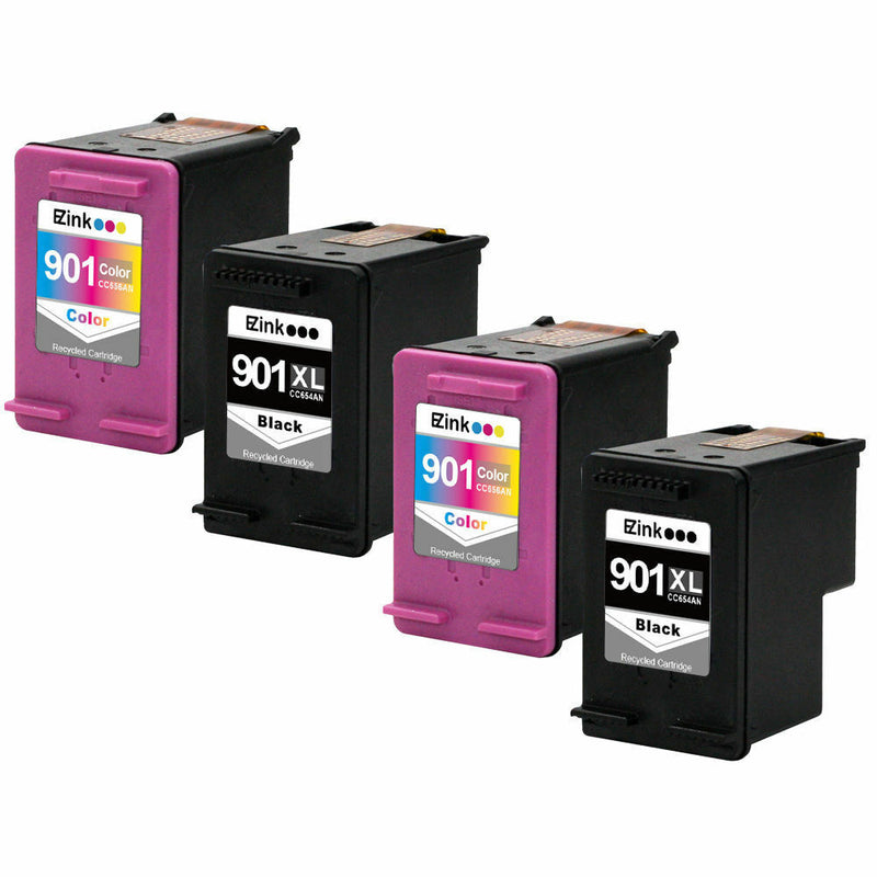 4PK HP 901XL 901 Ink Cartridge Combo Pack CC654AN CC656AN Black & Color