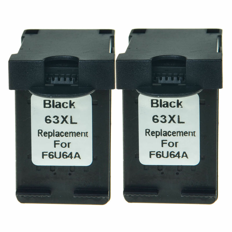 2PK Black Ink Cartridge For HP 63XL 63 XL Envy 4520 Officejet 3830 4650 F6U64AN