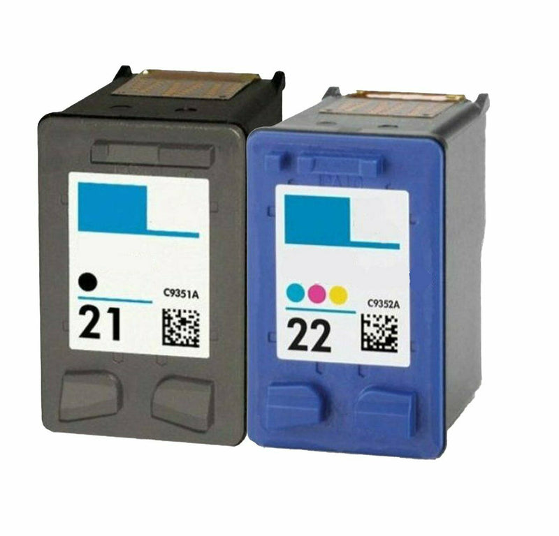 2 Pack Ink Cartridges Printer For HP 21 22 Black Color Deskjet F4100 F4180