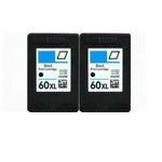 2 Pack Compatible For 60XL Black Ink Cartridge for HP Deskjet D1660 F2480 F2430