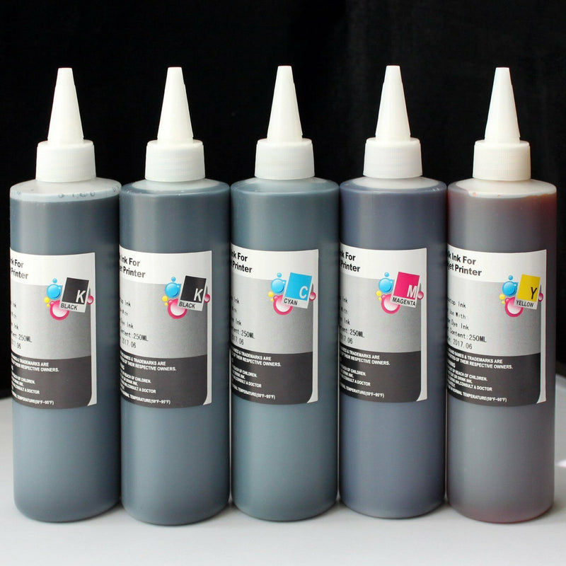 5x250ml Dye refill ink for HP 970 970XL 971 XL X451DN X451DW X476DN