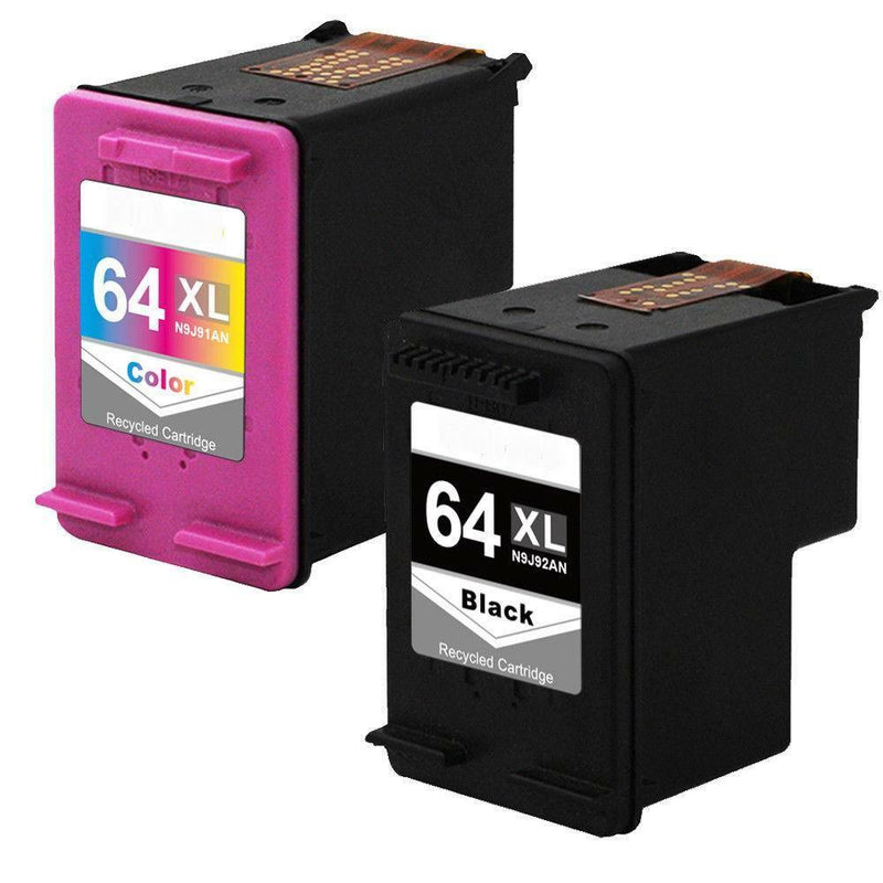 2 Pack Compatible For HP 64XL Black & Tri-Color Ink Cartridges ENVY 6255 7155