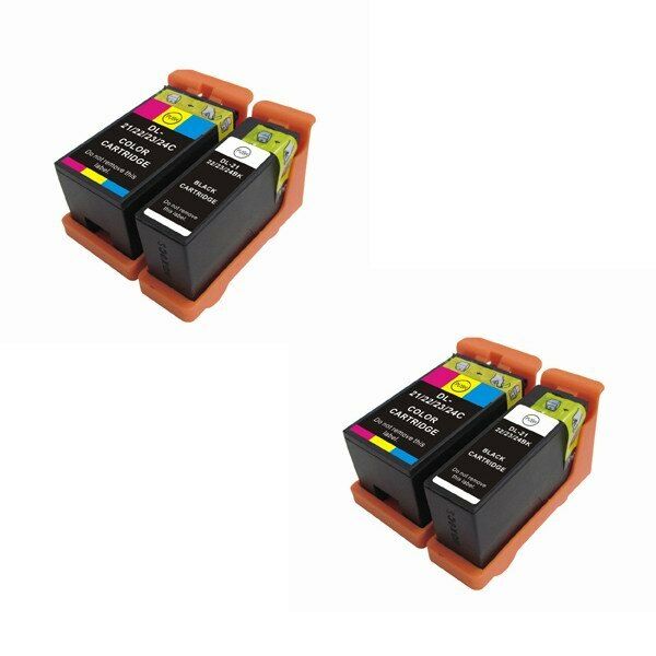 4PK Series 21 22 23 24 Black & Color Ink Cartridges for Dell V313w V715w Printer