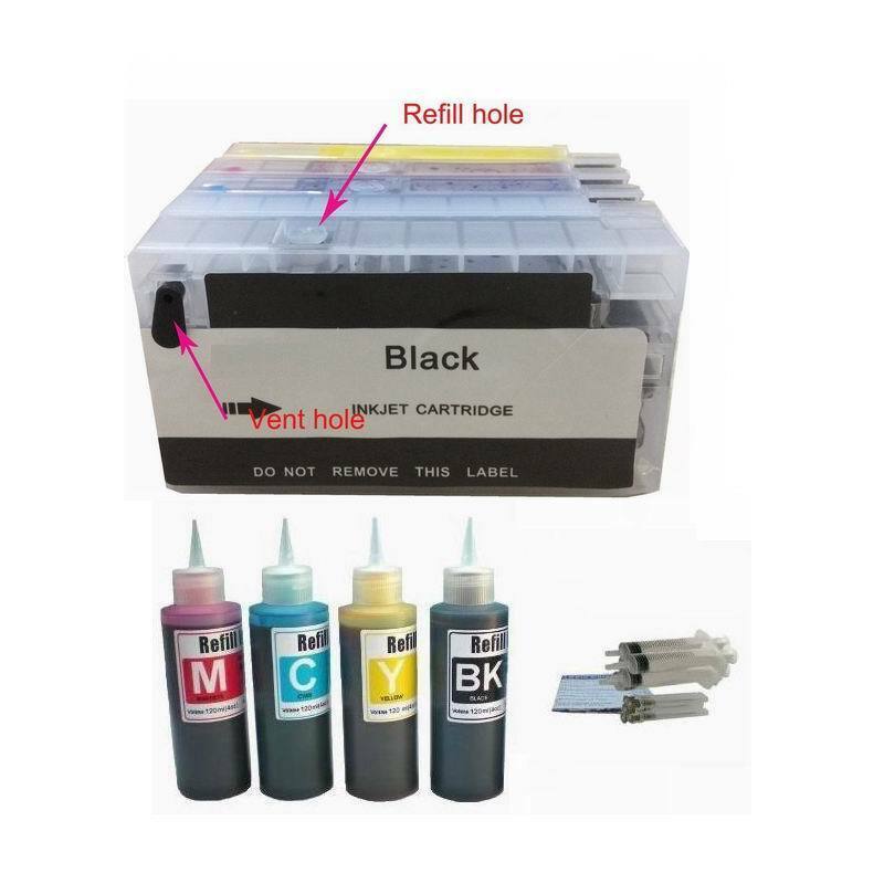 4PK Combo Refillable ink cartridge for HP 711 711XL Designjet T120 plus 4x100ml