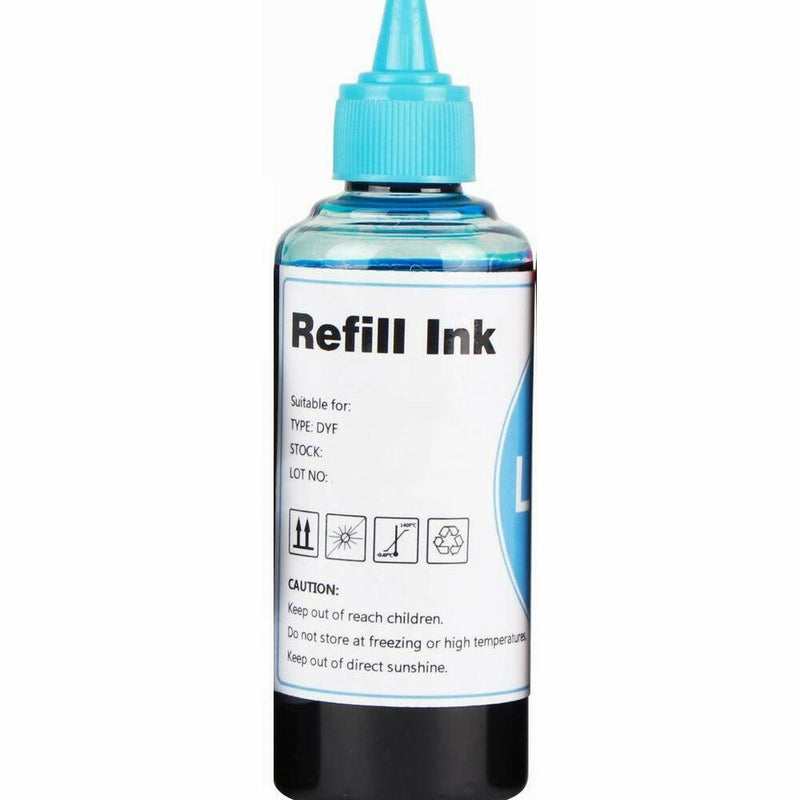100 ml (4 oz) Premium cyan refill ink for all hp epson eco tank printers ciss
