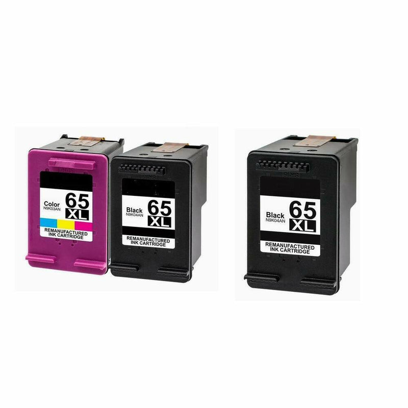 3pk Black Color Ink Cartridges Compatible for HP 65XL Deskjet 3720 3730 3732