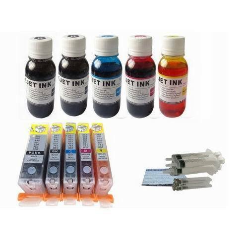 5 Pre-filled Refillable kit ink cartridge for Canon 250XL PGI-250 XL 5x100ml ink