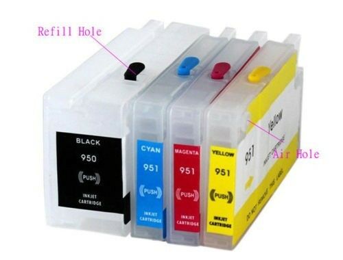 4 Refillable Ink Cartridges  Compatible for HP 950 951