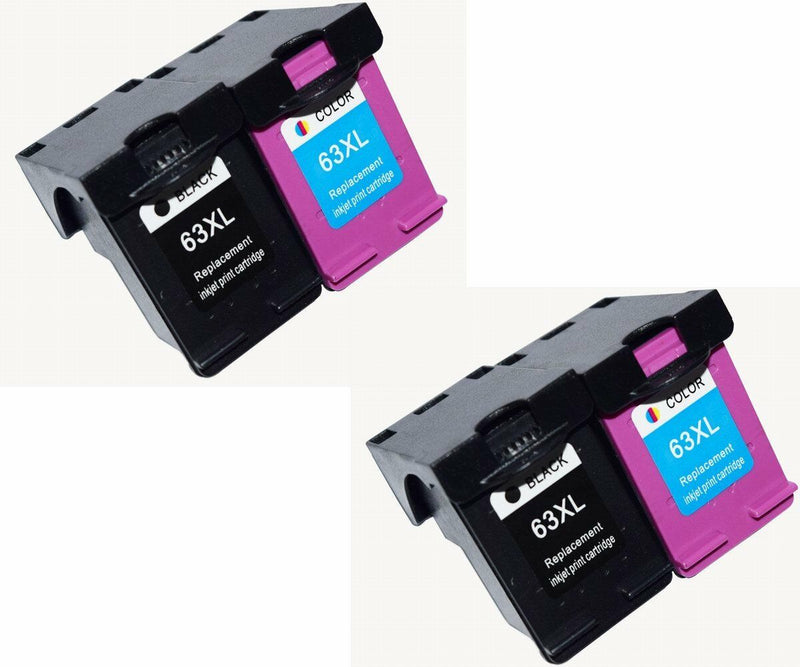 4 Packs Ink Cartridge Compatible For HP 63XL Black & Color F6U64AN F6U63AN