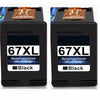 2pk Remanufactured 67XL Black Ink Cartridge for HP 67 XL DeskJet 2732 2755 2752