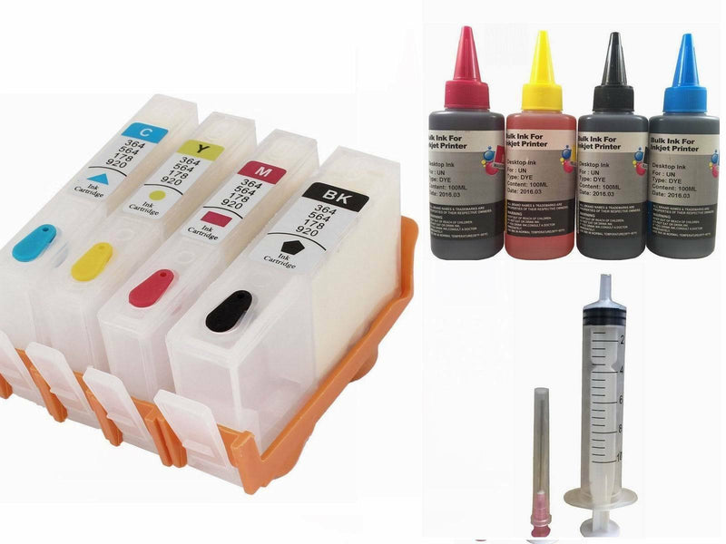 4 empty Refillable ink Cartridge kit for HP 564XL DeskJet 3520 3521 C410a