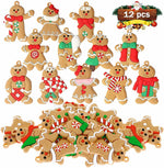 Gingerbread Man Ornaments Christmas Tree Hanging Pendant Xmas Decoration -12pcs