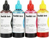 4 Pack 100ml Color Dye Ink Ink Refill Kit for EPSON Refillable Ink Cartridges