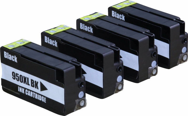 4 Pack 950XL Black Ink Cartridge For HP OfficeJet Pro 8100 8600 8610 8615 8620