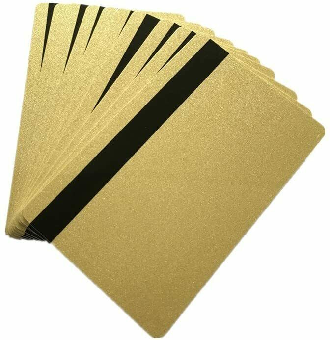 10 Blank Golden PVC Cards with Hico Magnetic Stripe for Canon & Epson printers