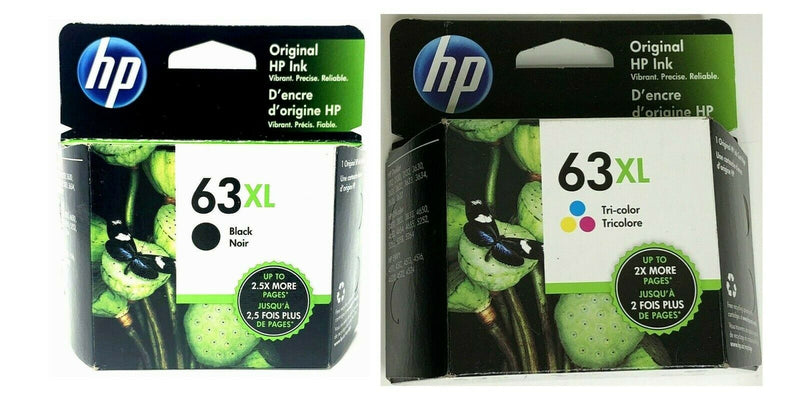 HP GENUINE 63XL Black & Tri-Color Ink OFFICEJET 3831 4650 No Box 2021