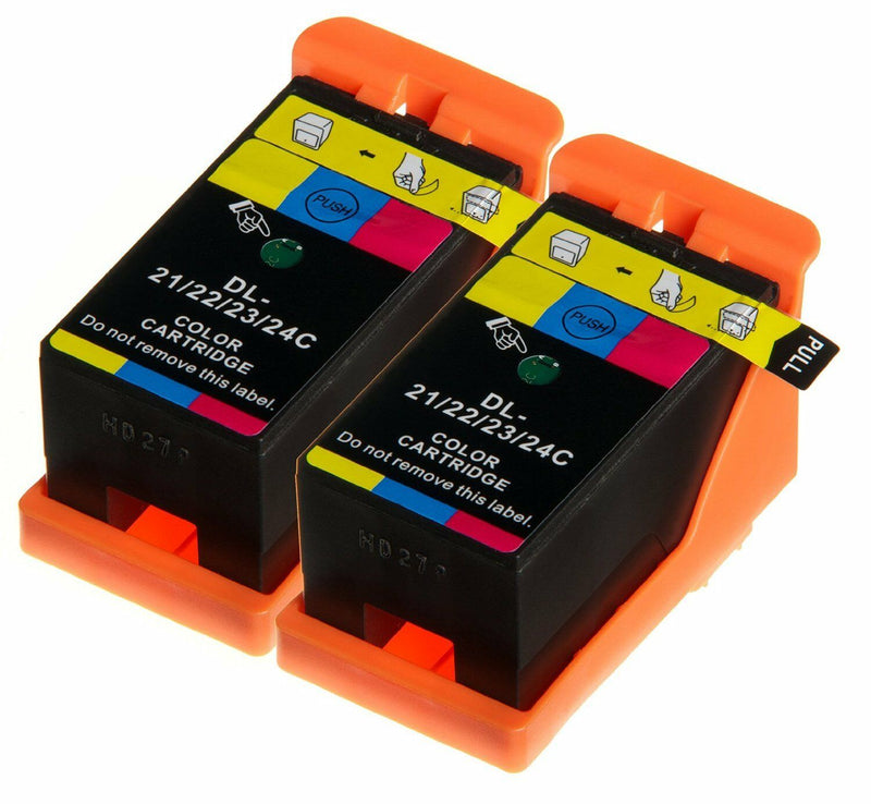 2PK Series 21 22 23 24 Color Ink Cartridges for Dell V313w V715w Printer