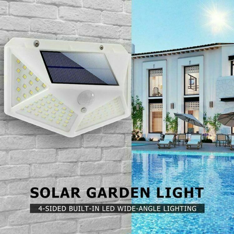 4x LED Solar PIR Motion Sensor White Light Outdoor Security Garden Waterproof