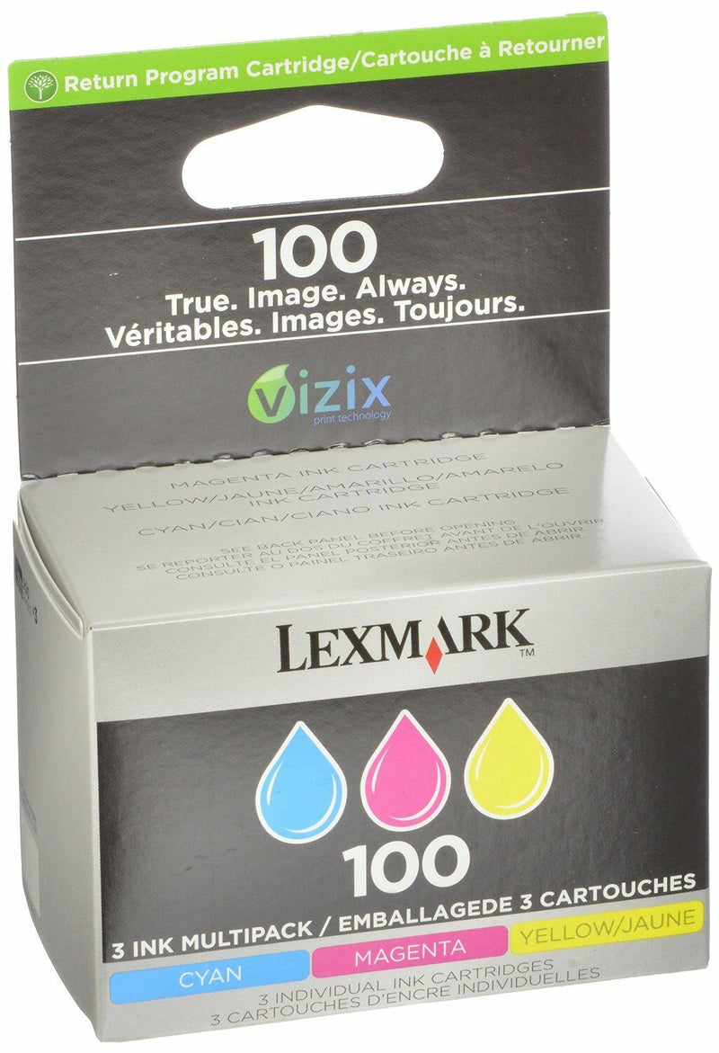 Lexmark 100 Genuine Color Combo Cyan Magenta Yellow INK Cartridges