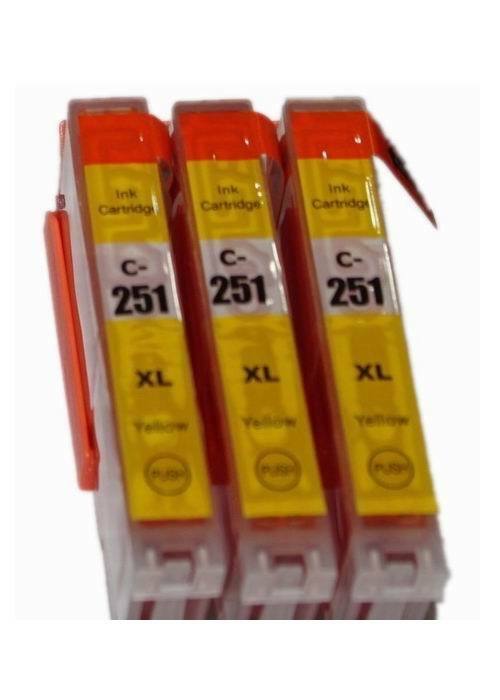 3 CLI-251XL Yellow Ink fit For Canon PIXMA MG5420 MG5422 MG5520