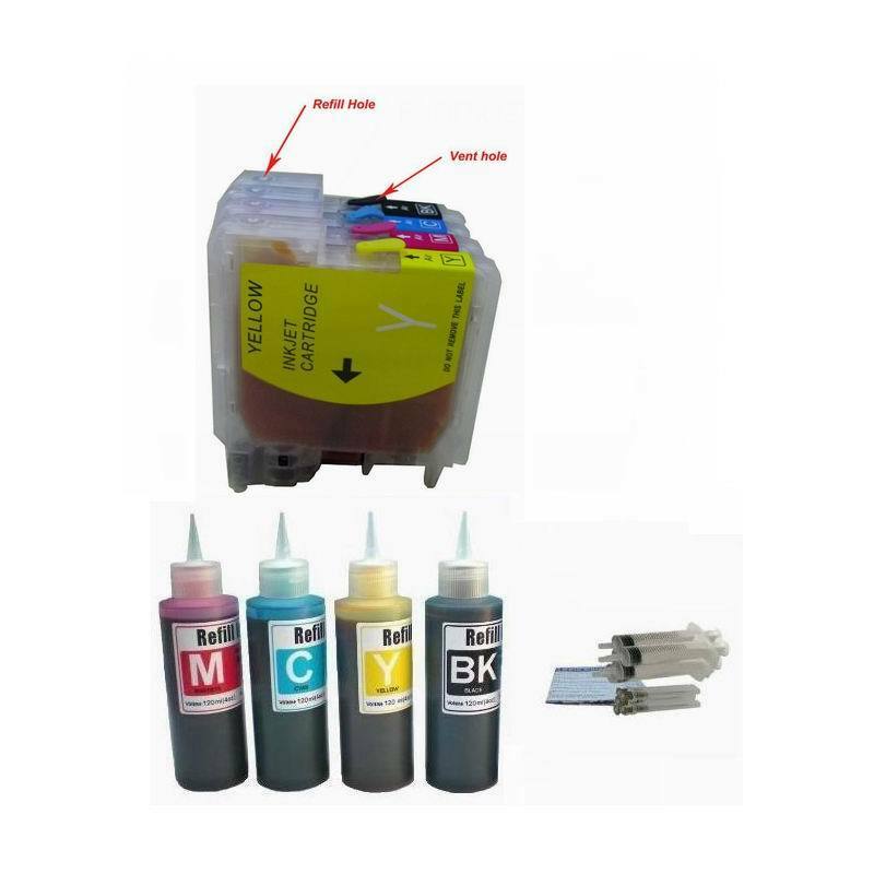 Refillable Cartridge lc51 for Brother MFC 440CN 460CN 465CN 480CN +4x100ml