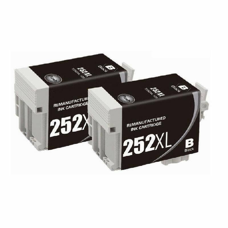 2 pack 252 XL black T252XL Remanufactured Ink for Epson WorkForce WF-7620 WF-7710 WF-7720