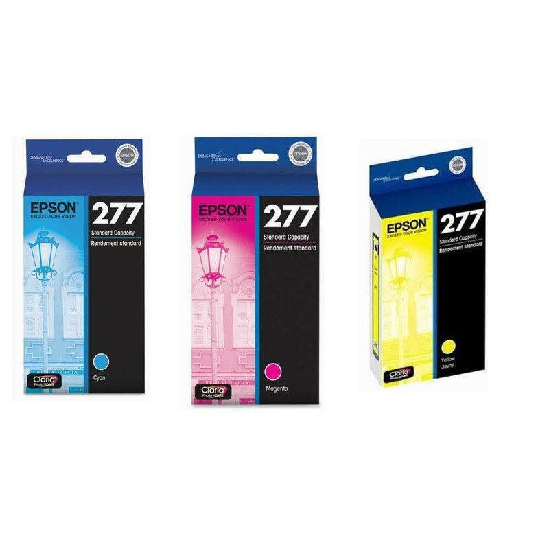 3 New Epson 277 T2772 T2773 T2774 Cyan Magenta Yellow Ink Cartridge Genuine