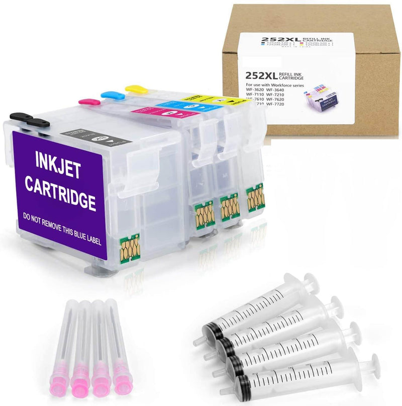 Empty Refillable for T252 #252 cartridges Epson Workforce WF-7710 7720 7210 7220 Printers Refill with Sublimation,Dye,Pigment ink