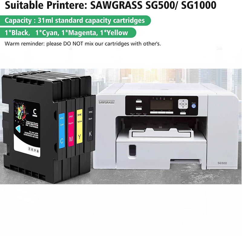 8 Pack Sublimation Ink Cartridge Compatible for Sawgrass SG500 SG1000 Printer - New Update Chip