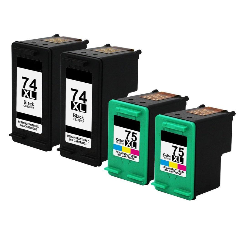 4 Pack Compatible HP 74XL 75XL Photosmart C4345 C4435 C4480 C4240 C4280 Printer