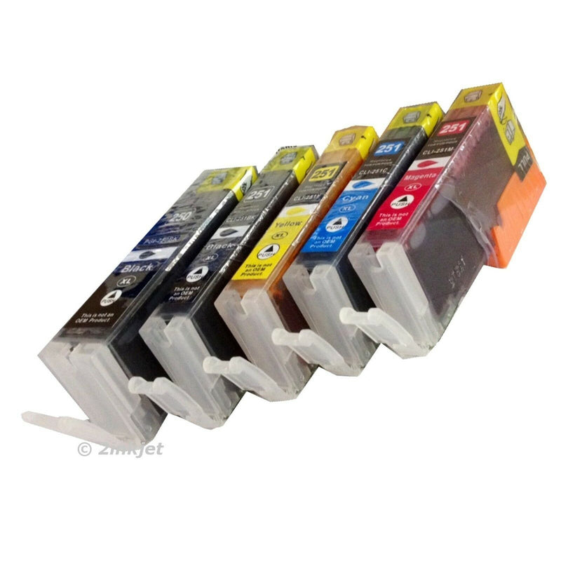 5 Pack PGI 250XL CLI 251XL Compatible Ink Cartridge Pixma IP7220 MG5420 MG6320