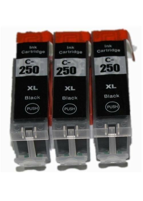 3 Black Ink Cartridge Compatible for Canon PGI-250xl Black With new chip