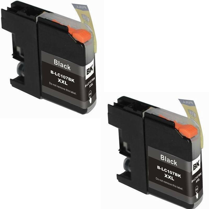 2 Compatible LC-107 BLACK Ink Cartridge For Brother MFC-4510DW MFC-J4610DW