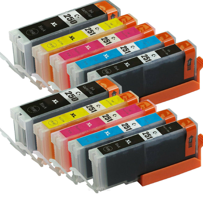 10 Pack PGI-250 CLI-251 Compatible Ink Cartridge Set for Pixma IP7220 MG5420