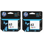 Twin Pack Genuine New HP 63 Tri-Color Ink Cartridges F6U61A 2024